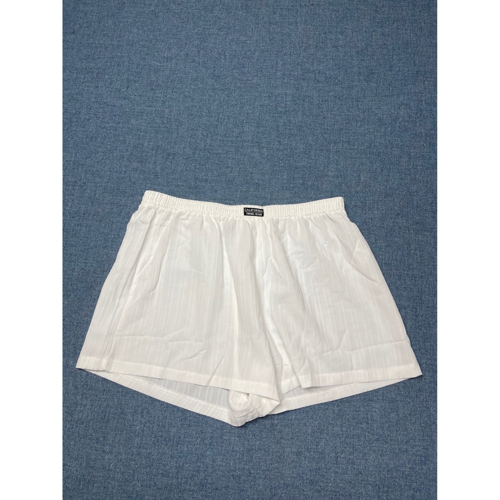 Shein Curve White Textured Striped Elastic Waist Shorts Womens 2XL Plus Size